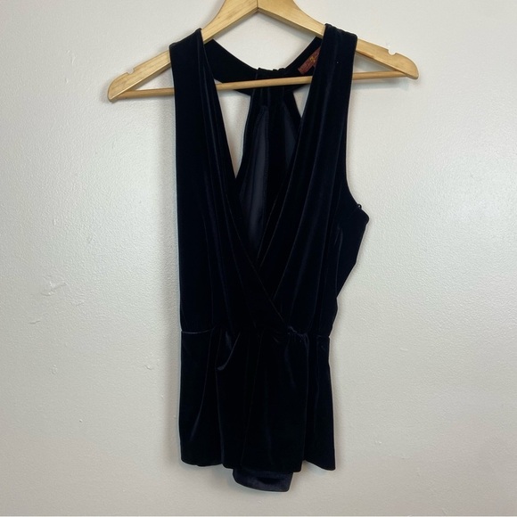 VINTAGE Y2K 7 for all Mankind Plunging Neckline Velvet Criss Cross Back Tank Top - Picture 2 of 8
